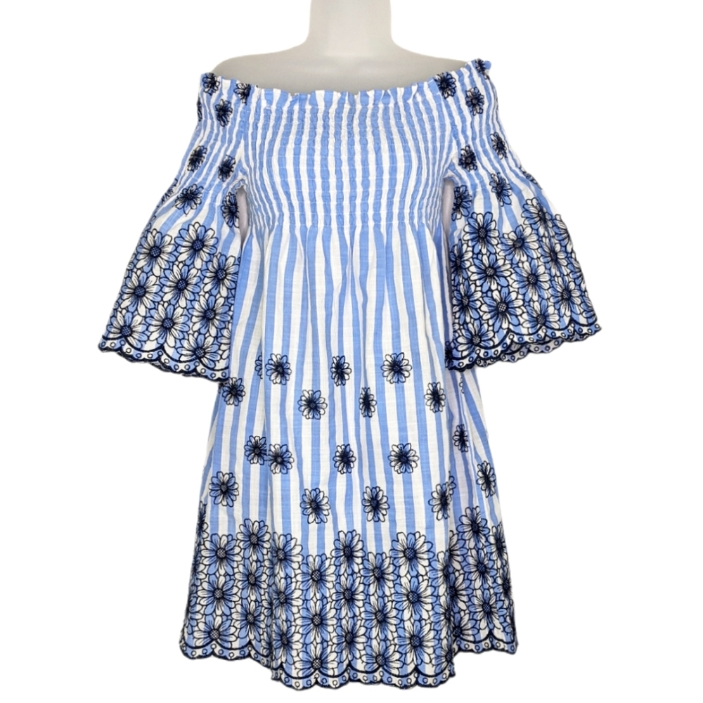 Miss Kelly 1999 Embroidered Bell Sleeve Boho Dress